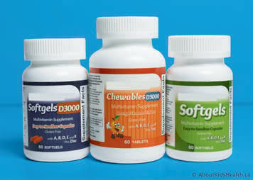 Three bottles of cystic fibrosis multivitamins