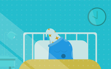 Personnage de Blue Copey dormant dans un lit