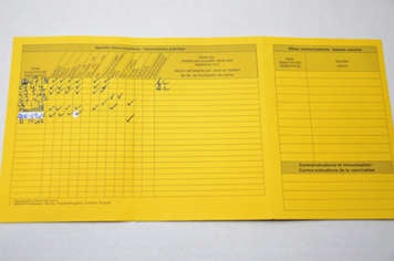 Yellow immunization card